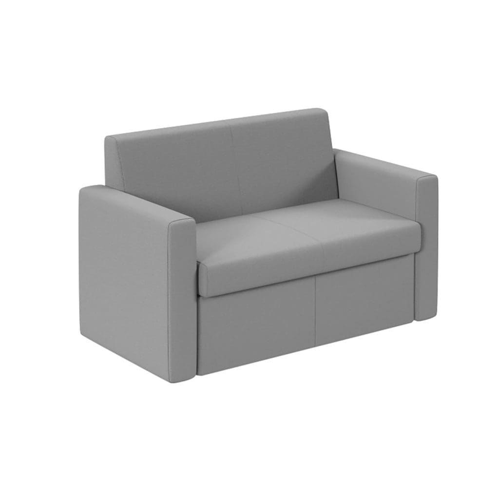 Sofa in grey fabric with square-block soft seating design