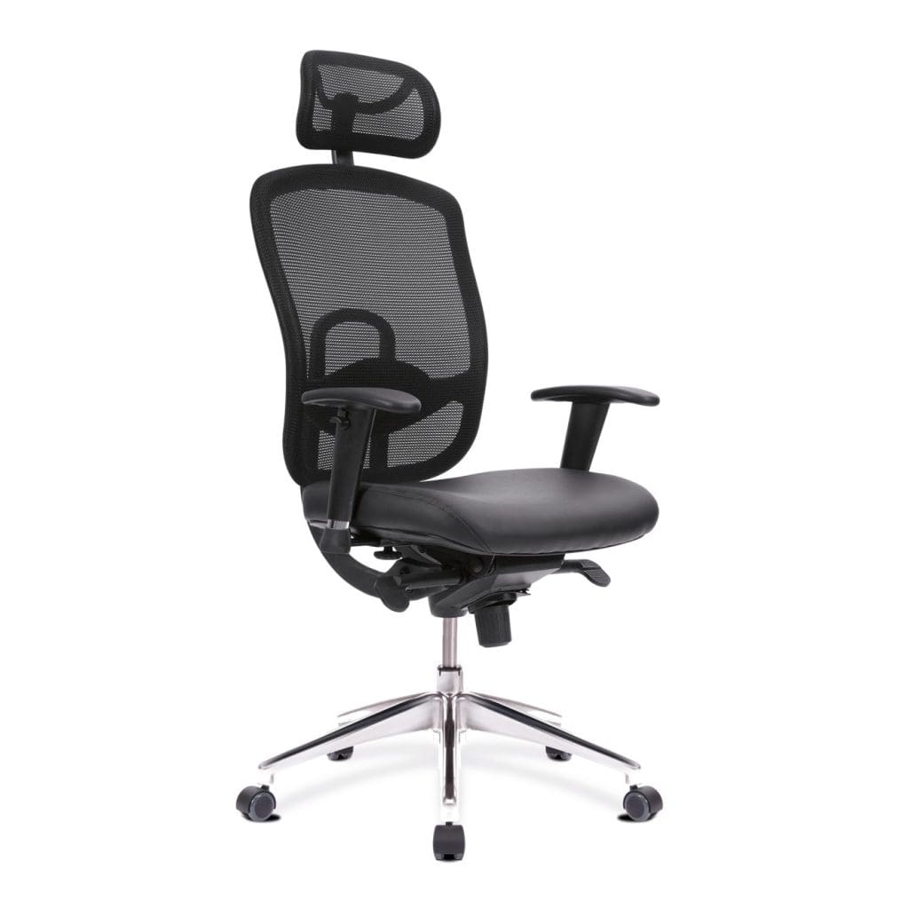 Liberty high back mesh executive armchair with adjustable headrest and aluminium base