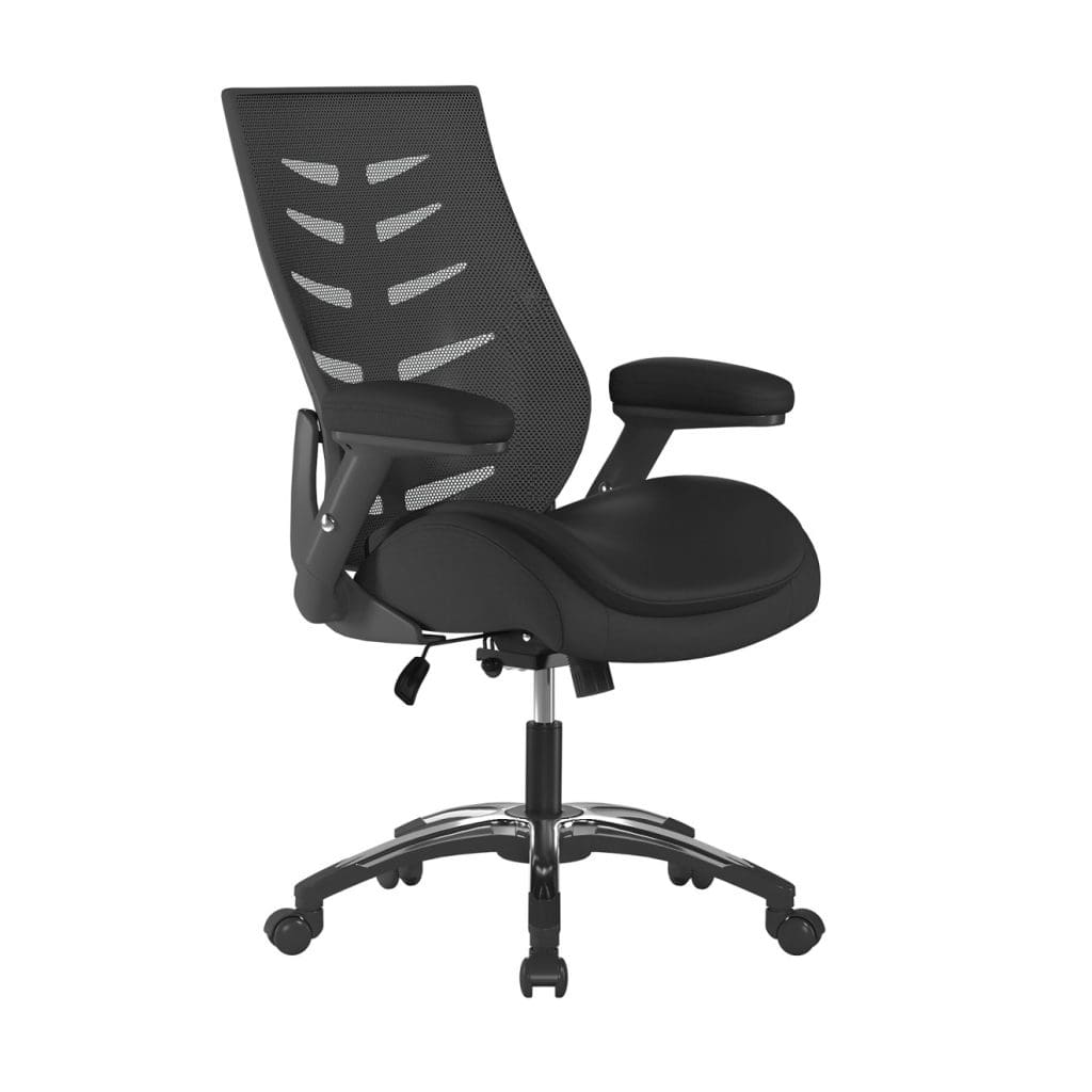 Celeste medium back mesh chair with flip-up arms and double seat cushion