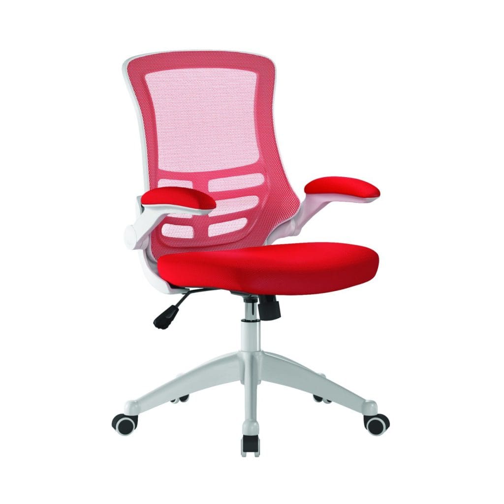 Luna - Designer Mesh Back Chair with White Frame and Convenient Folding Arms - Image 11